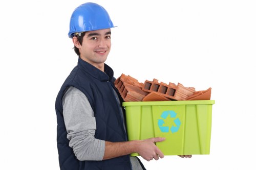 Different types of builders waste materials ready for clearance